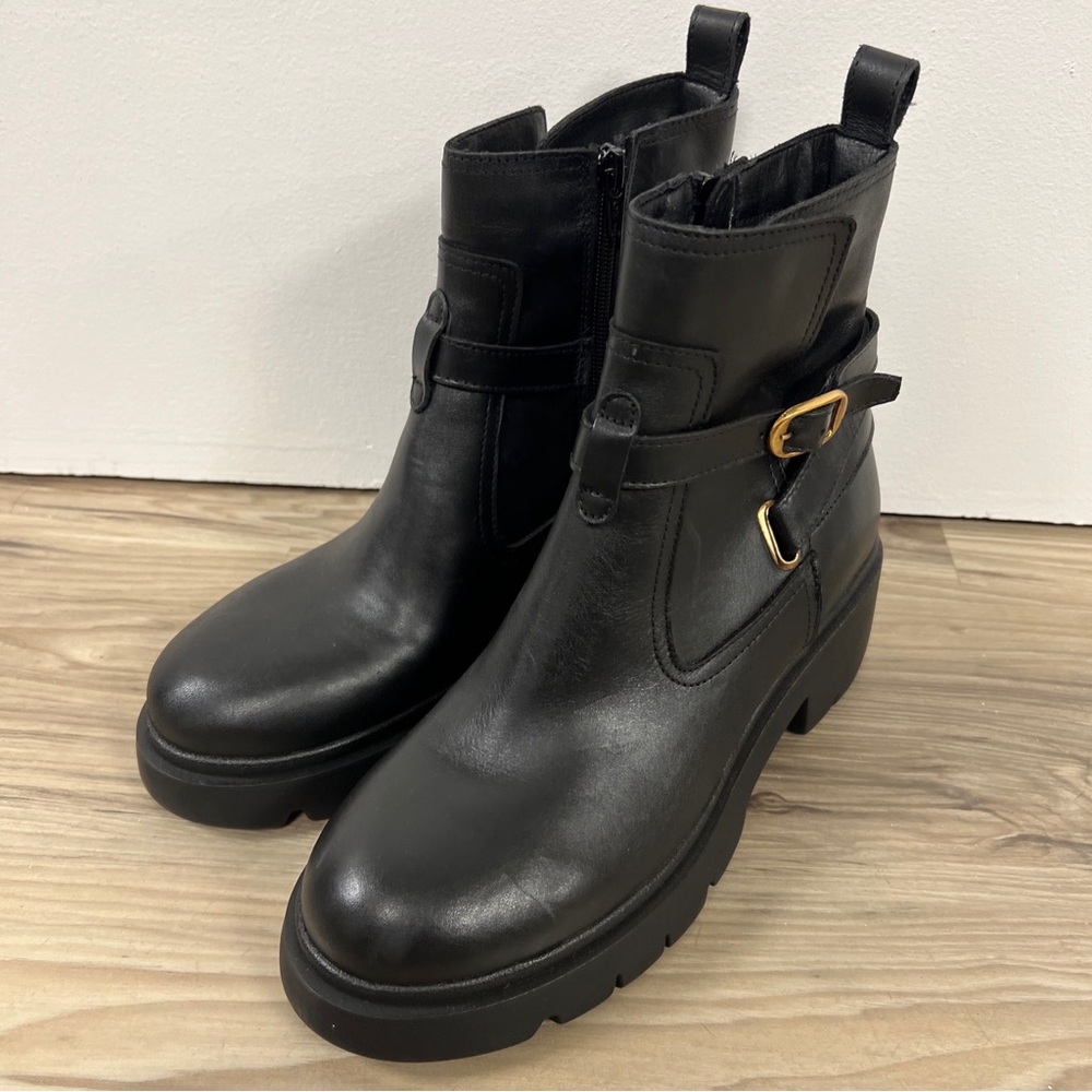 Steve Madden Colletta Zip Up Leather Ankle Boot Black Women's Size 8 $120 NWOB